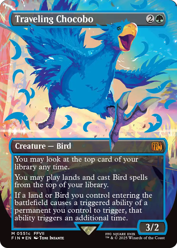 Carta Traveling Chocobo · Neon Ink azul, de Magic